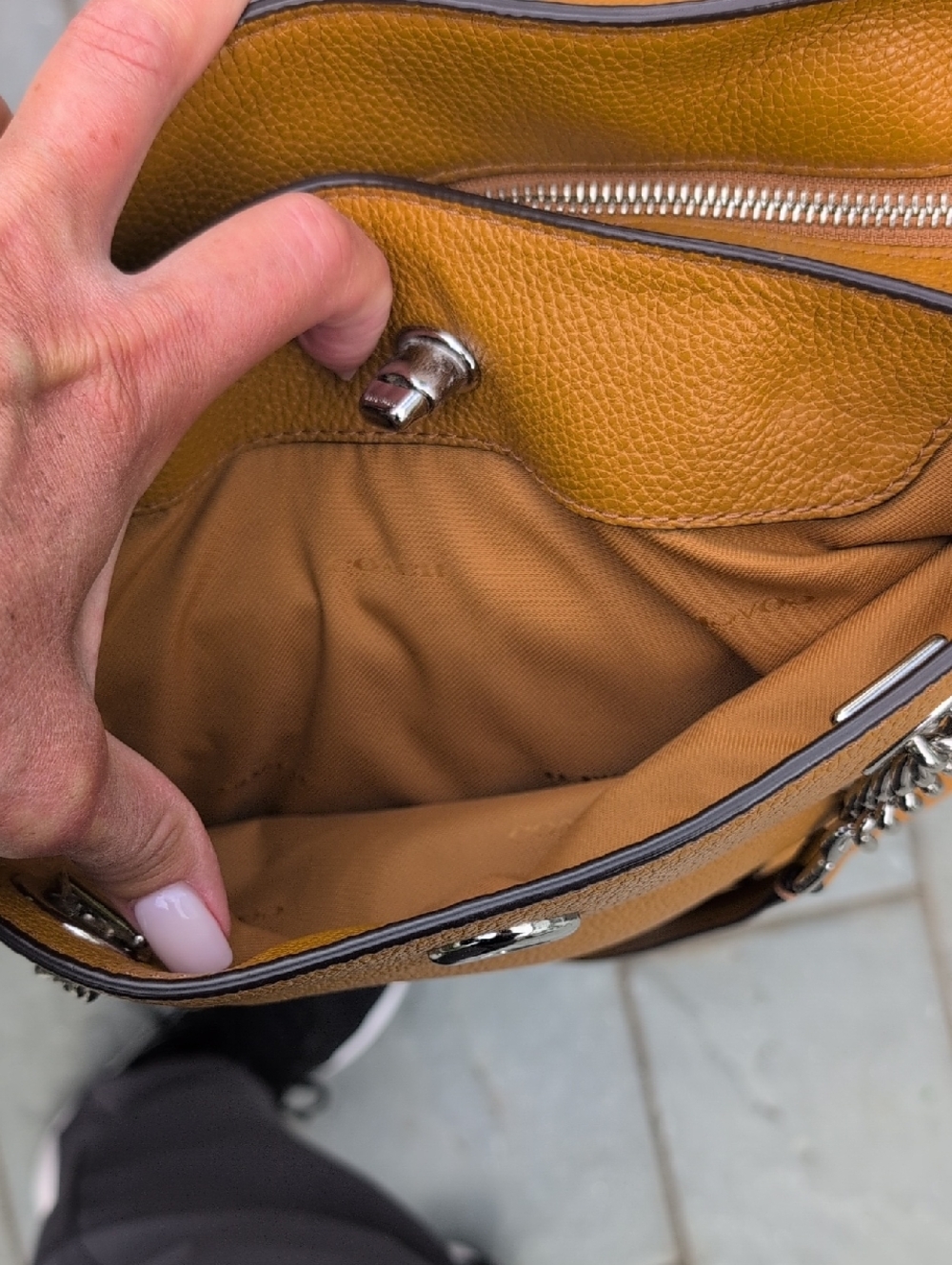 Coach Leather Turnlock Chain  Tote in Warm Tan 56830 - Picture 7 of 14